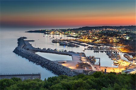 sanctuary - Italy, Apulia, Lecce district, Salentine Peninsula, Salento, Santa Maria di Leuca, Panoramic view of the town and its harbour from the Santa Maria di Leuca Sanctuary Stock Photo - Rights-Managed, Code: 862-05997982