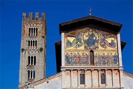 Italy, Tuscany, Lucca. Detail of Basilica di San Frediano Foto de stock - Con derechos protegidos, Código: 862-05998001