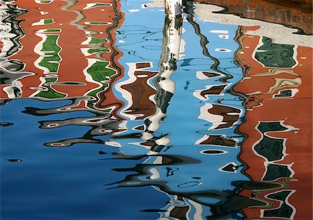 surface reflection - Canal reflections, Burano, Veneto region, Italy Stock Photo - Rights-Managed, Code: 862-05998032
