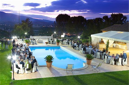 swimming pool at night - Italy, Umbria, italian wedding banquet. Stock Photo - Rights-Managed, Code: 862-05998095