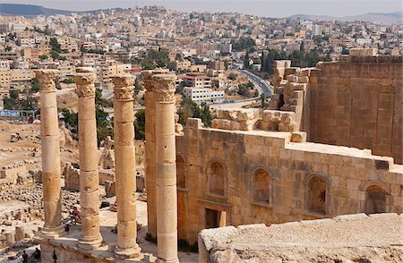 roman ruins middle east - Jerash, situé à 48 kilomètres au nord d'Amman est considéré comme l'un des sites plus grandes et la mieux conservées de l'architecture romaine dans le monde, Jordanie Photographie de stock - Rights-Managed, Code: 862-05998300