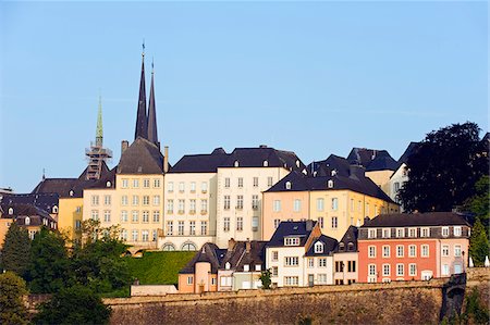 Europe; The Grand Duchy of Luxembourg, Luxembourg city, Unesco World Heritage site, old town, spires of Cathedrale Notre Dame Stock Photo - Rights-Managed, Code: 862-05998540