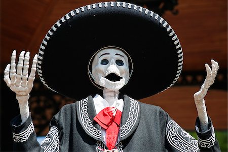 sombrero - North America, Mexico, Michoacan state, Morelia, Dia de Muertos, Day of the Dead skeleton decorations Fotografie stock - Rights-Managed, Codice: 862-05998562