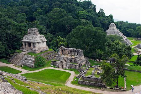 pyramid people - North America, Mexico, Chiapas state, Palenque, Mayan ruins Stock Photo - Rights-Managed, Code: 862-05998604