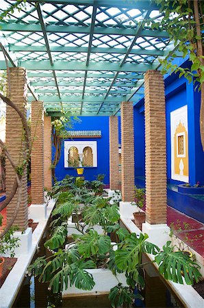 Jardin Majorelle, The Majorelle Garden is a botanical garden in Marrakech, Morocco. Stock Photo - Rights-Managed, Code: 862-05998666
