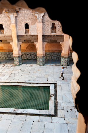 simsearch:862-05998697,k - Ben Youssef Medersa is the largest Medersa in Morocco, Originally a religious school founded under Abou el Hassan. Stock Photo - Rights-Managed, Code: 862-05998675