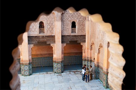 simsearch:862-05998664,k - Ben Youssef Medersa is the largest Medersa in Morocco, Originally a religious school founded under Abou el Hassan. Stock Photo - Rights-Managed, Code: 862-05998676