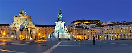 panoramique - Terreiro do Paco au crépuscule. Un des centres de la ville historique. Lisbonne, Portugal Photographie de stock - Rights-Managed, Code: 862-05998981