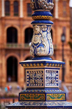 province of seville - Spain, Andalusia, Seville; Detail of a column at the Plaza de Espana (Unesco) Stock Photo - Rights-Managed, Code: 862-05999204