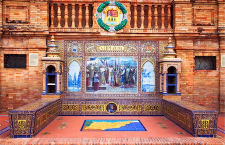 sevilla - Spain, Andalusia, Seville; The Plaza de Espana. Foto de stock - Con derechos protegidos, Código: 862-05999200