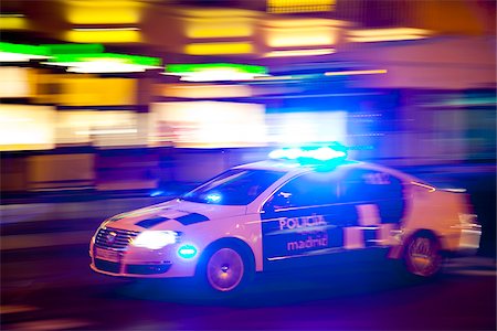 speed lights - A police in the night of Madrid, Spain Stock Photo - Rights-Managed, Code: 862-05999414