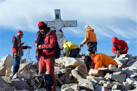Europe, Spain, Pyrenees, Pico de Aneto  (3404m), highest peak in mainland spain, climbers on summit Stock Photo - Rights-Managed, Code: 862-05999480
