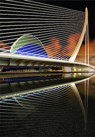 simsearch:862-07910734,k - Europe, Spain, Valencia, A reflection shot of L'Assut de l'Or Bridge and Agora. Stock Photo - Rights-Managed, Code: 862-05999495