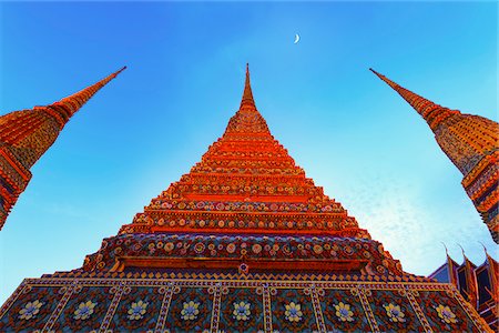 Thaïlande, bangkok, Chedis au Wat Pho, crépuscule Photographie de stock - Rights-Managed, Code: 862-05999508