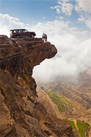 simsearch:862-05999703,k - Yemen, Sana'a Province, Bokhur Plateau. A car perched on a cliff top. Stock Photo - Rights-Managed, Code: 862-05999712