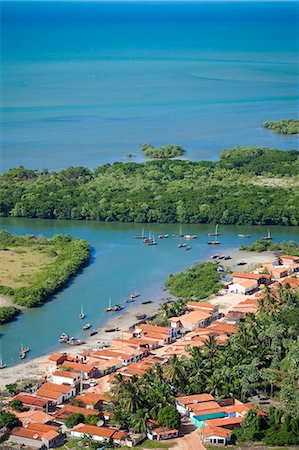 fortaleza - South America, Brazil, Ceara, Aerial of Aranau fishing village near Acarau between Fortaleza and Jericoacoara on the Ceara coast Fotografie stock - Rights-Managed, Codice: 862-06541004