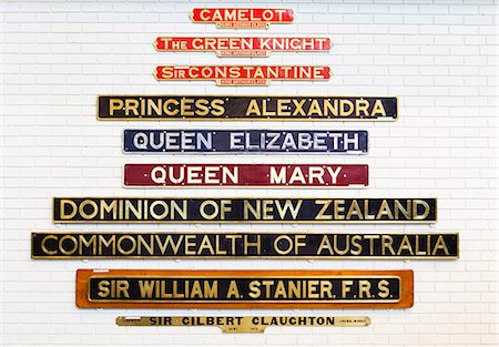 United Kingdom, England, North Yorkshire, York. Nameplates at the National Railway Museum. Foto de stock - Con derechos protegidos, Código: 862-06541315