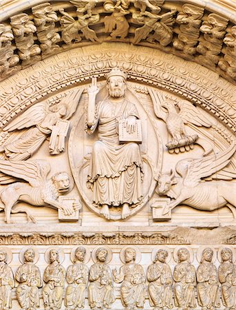 France, Provence, Arles, SaintTrophime cathedral, detail at entrance. Foto de stock - Con derechos protegidos, Código: 862-06541486