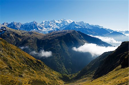 Europe, France, French Alps, Haute Savoie, Chamonix, Servoz valley and Mt Blanc summit Stock Photo - Rights-Managed, Code: 862-06541566