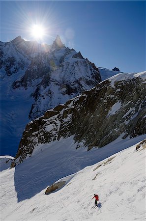 simsearch:862-08704855,k - Europe, France, French Alps, Haute Savoie, Chamonix, skier in the Valle Blanche off piste ski area MR Photographie de stock - Rights-Managed, Code: 862-06541680