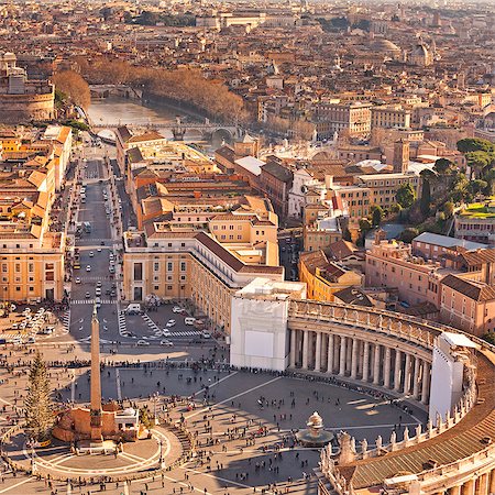 saint peter's square - Cityscape from dome, St peters Square, Rome, Lazio, Italy, Europe. Photographie de stock - Rights-Managed, Code: 862-06541987