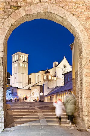 Italy, Umbria, Perugia district, Assisi, Basilica of San Francesco. Christmas. Foto de stock - Direito Controlado, Número: 862-06542034