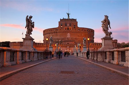 roman bridge - Rome, Lazio, Italy, The bridge leading to Castel Sant Angelo Stock Photo - Rights-Managed, Code: 862-06542084