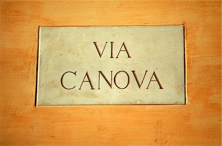 Treviso, Veneto, Italy, A street sign named after the great sculptor from the region Antonio Canova Foto de stock - Con derechos protegidos, Código: 862-06542147