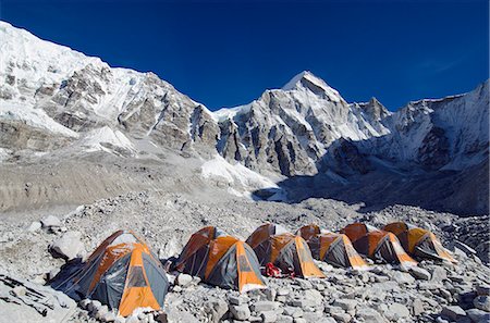 simsearch:862-03808070,k - Asia, Nepal, Himalayas, Sagarmatha National Park, Solu Khumbu Everest Region, tents at Everest base camp Stock Photo - Rights-Managed, Code: 862-06542405