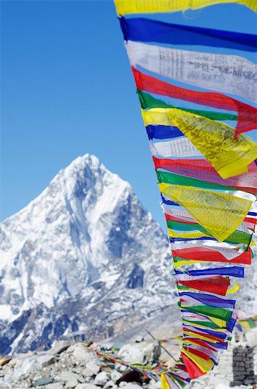 Asia, Nepal, Himalayas, Sagarmatha National Park, Solu Khumbu Everest Region, prayer flags at Everest Base Camp Stock Photo - Premium Rights-Managed, Artist: AWL Images, Image code: 862-06542411