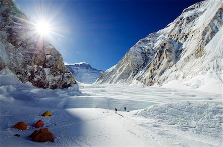people snow sun - Asia, Nepal, Himalayas, Sagarmatha National Park, Solu Khumbu Everest Region, tents at Camp 1 on Mt Everest Stock Photo - Rights-Managed, Code: 862-06542459
