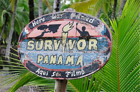 Sign for Survivor Panama at El Limbo Hotel, Bastimentos Island, Panama, Central America Foto de stock - Con derechos protegidos, Código: 862-06542663