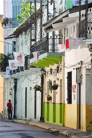 Houses in Casco Antiguo, Old Town, Panama, Central America Stock Photo - Rights-Managed, Code: 862-06542671