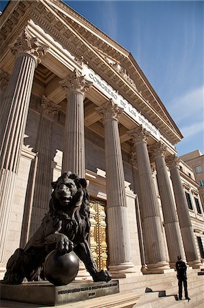 picture of statues of lions - Cortes Parliament building, Madrid, Spain, Europe Stock Photo - Rights-Managed, Code: 862-06542781