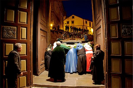 simsearch:862-08718858,k - Santiago de Compostela, Galicia, Northern Spain, Statue being carried inside a church during Semana Santa Stock Photo - Rights-Managed, Code: 862-06542792