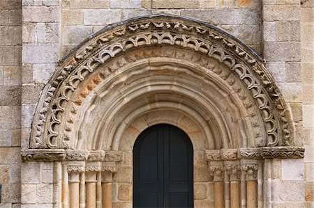 Spain, Galicia, Camino Frances, Detail of ornamental architecture above a doorway to a church Stock Photo - Rights-Managed, Code: 862-06542831