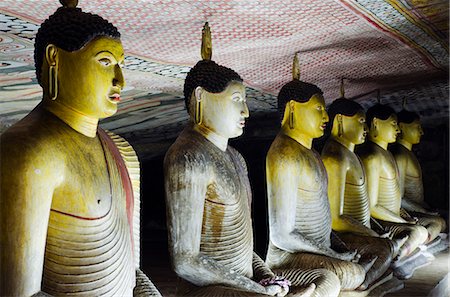 Sri Lanka, North Central Province, Dambulla, Golden Temple, UNESCO World Heritage Site, Royal Rock Temple, Buddha statues in Cave 2 Photographie de stock - Rights-Managed, Code: 862-06543014