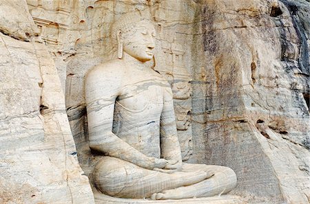 simsearch:862-08091116,k - Sri Lanka, North Central Province Polonnaruwa, UNESCO World Heritage Site, Seated Buddha, Gal Vihara Foto de stock - Con derechos protegidos, Código: 862-06543052