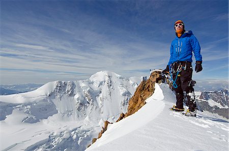 people and mountains - Europe, Switzerland, Swiss Alps, Valais, Zermatt, climber on Monte Rosa Duforspitze , 4634m, highest peak in Switzerland , MR, Stock Photo - Rights-Managed, Code: 862-06543076