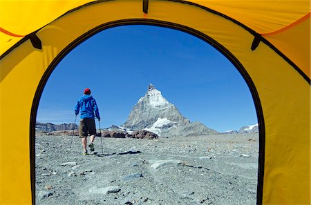 switzerland hiker - Europe, Switzerland, Swiss Alps, Valais, Zermatt, camping near The Matterhorn , 4478m, MR, Stock Photo - Rights-Managed, Code: 862-06543099