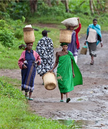Women going to market in the rain at Kisoro in southwest Uganda, Africa Foto de stock - Con derechos protegidos, Código: 862-06543262