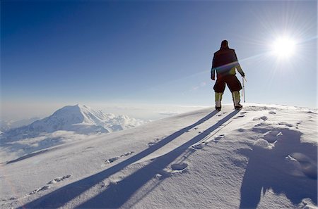 shadow silhouette man - USA, United States of America, Alaska, Denali National Park, climber on Mt McKinley 6194m, highest mountain in north America , MR, Stock Photo - Rights-Managed, Code: 862-06543344