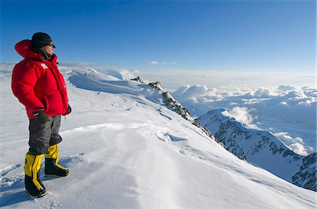 USA, United States of America, Alaska, Denali National Park, climber on Mt McKinley 6194m, highest mountain in north America , MR, Stock Photo - Rights-Managed, Code: 862-06543345