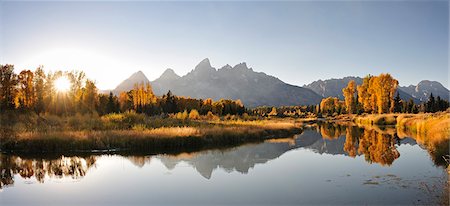 rocky mountains - Schwabacher Landing on the Snake River, Teton Range, Grand Teton National Park, Wyoming, USA Photographie de stock - Rights-Managed, Code: 862-06543388