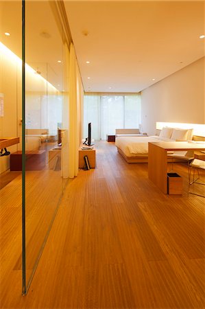 exclusivo - China, Beijing, Sanlitun Village. Bedroom at The Opposite House hotel. Foto de stock - Con derechos protegidos, Código: 862-06676166
