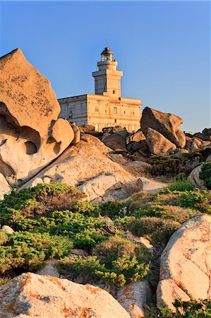 Italy, Sardinia, Olbia Tempio district, Santa Teresa Gallura, Capo Testa, Typical granite rock formations of Gallura and Capo Testa Lighthouse Stock Photo - Rights-Managed, Code: 862-06676970