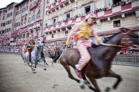 europe flag - Italy, Tuscany, Siena district, Siena, Piazza del Campo. The Palio. Stock Photo - Rights-Managed, Code: 862-06677120