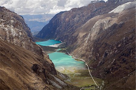 santa cruz - South America, Peru, Ancash, Cordillera Blanca. View of the Llanganuco lakes on the Santa Cruz trek in Huascaran National Park Stock Photo - Rights-Managed, Code: 862-06677289