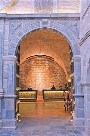 simsearch:862-06675980,k - South America, Peru, Cusco, Marriott hotel, the colonial era lobby of the hotel which is housed in a former Spanish convent Stock Photo - Rights-Managed, Code: 862-06677335