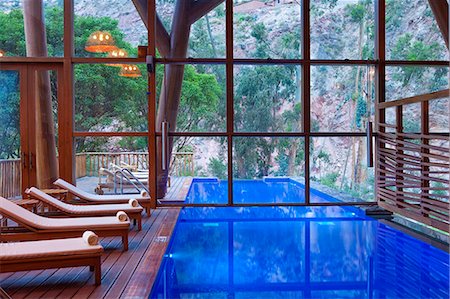 simsearch:862-06675980,k - South America, Peru, Urubamba, the swimming pool in the spa at the Tambo del Inka resort and spa Stock Photo - Rights-Managed, Code: 862-06677355